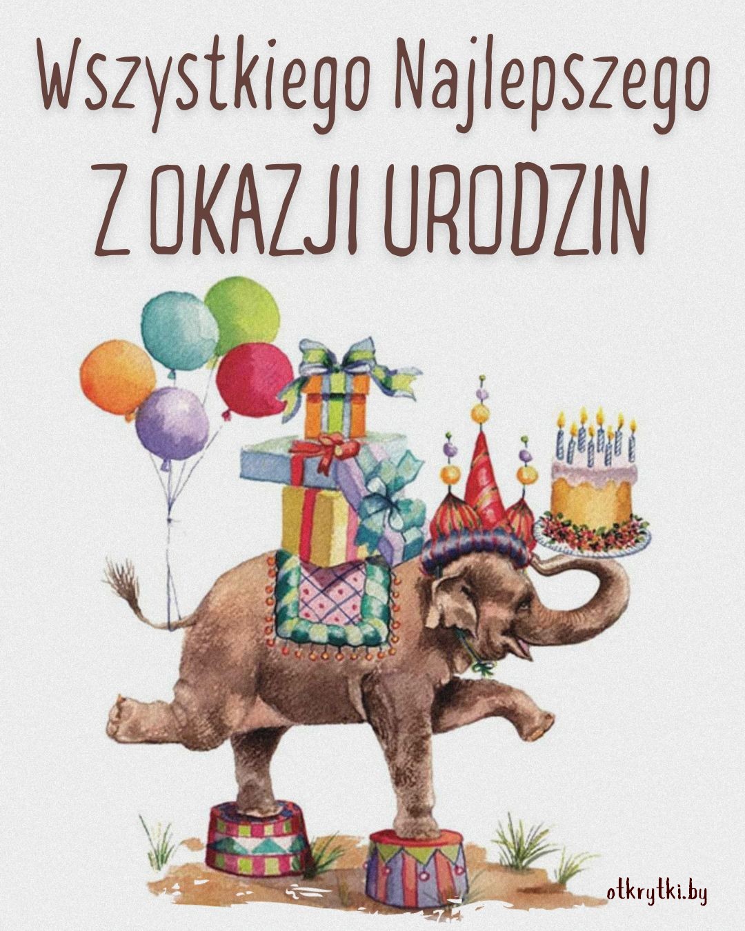 Авторская открытка с днем рождения на польском языке
