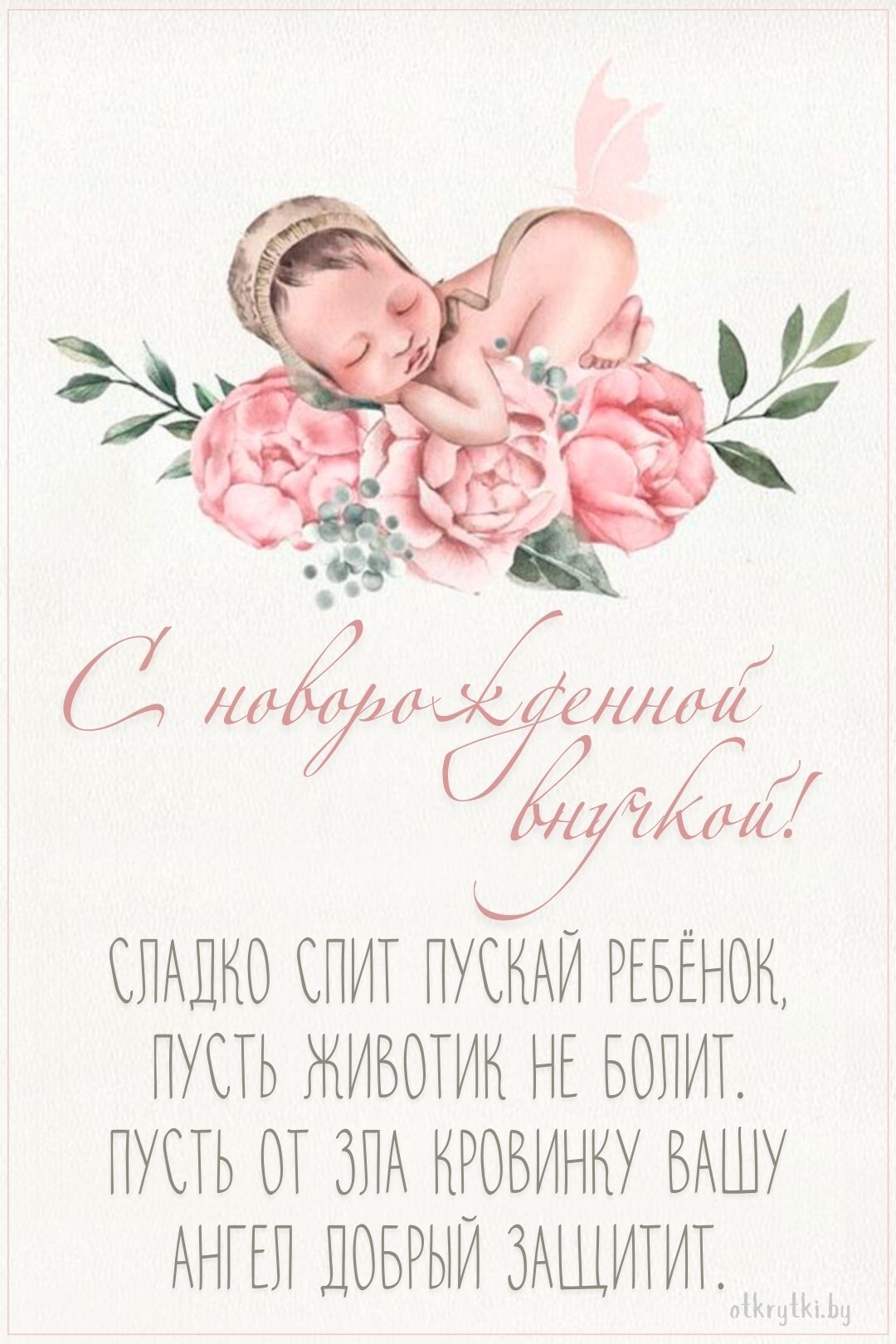 Картинка с новорожденной внучкой