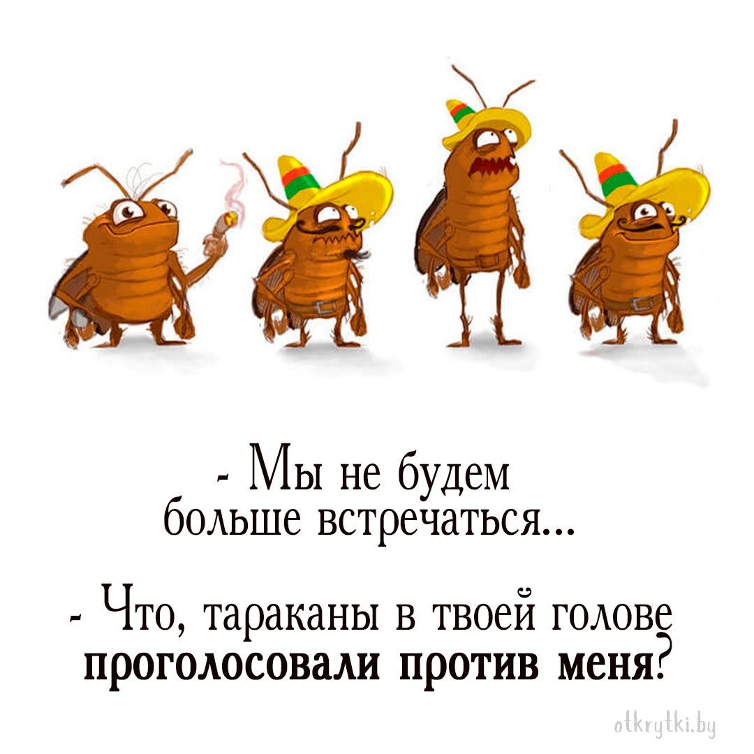 Оригинальная открытка про тараканов